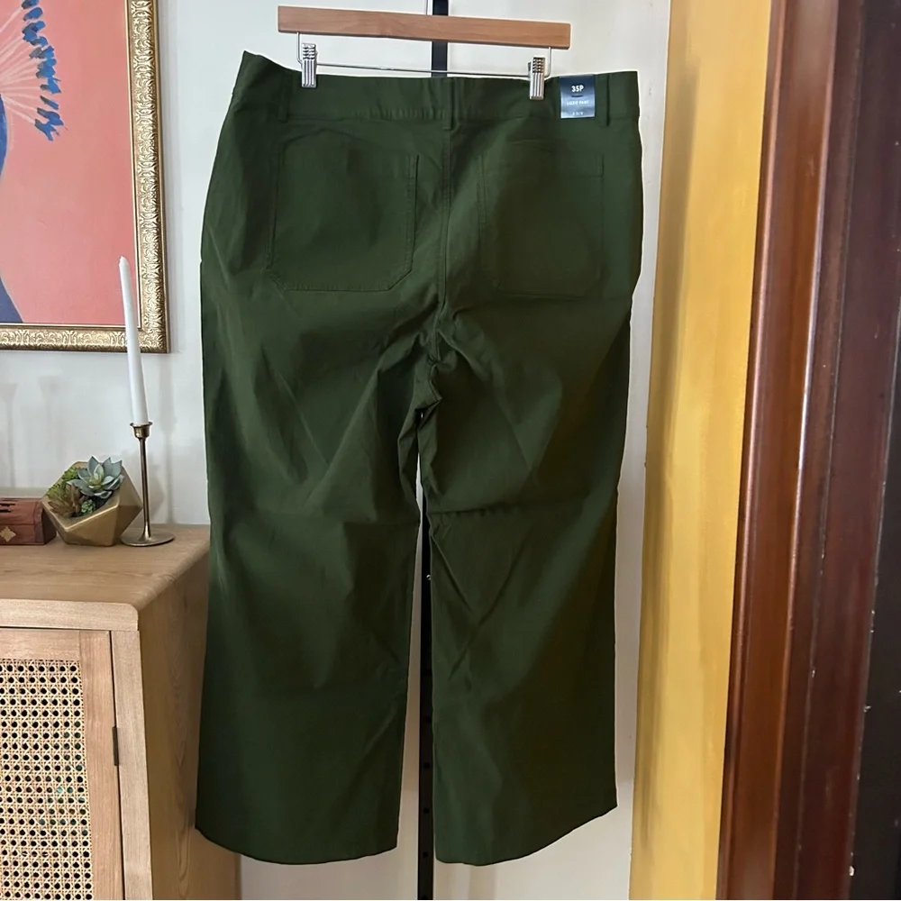J. Crew Lizzie High Rise Patch Pocket Wide Leg Pants Pine Green NWT Plus Size 35